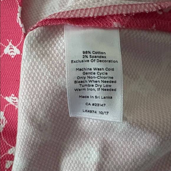 TALBOTS Bumblebee Patterned Short Pencil Skirt in Pink/White Size 14 - Picture 4 of 5